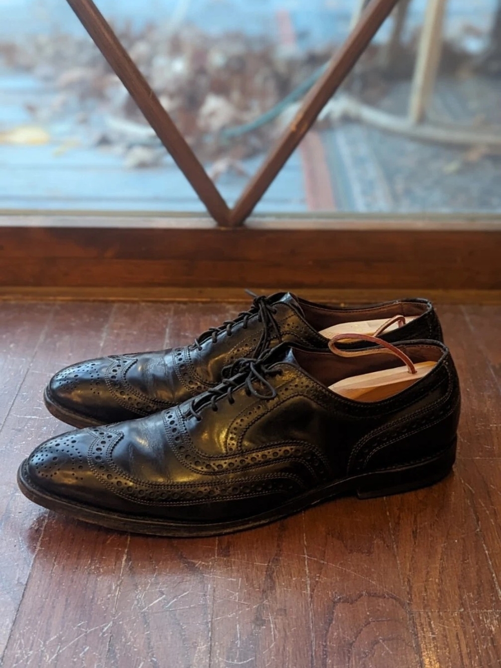 Allen Edmonds McAllister Oxford Wingtip Shoes Men's 10.5 B Black Leather